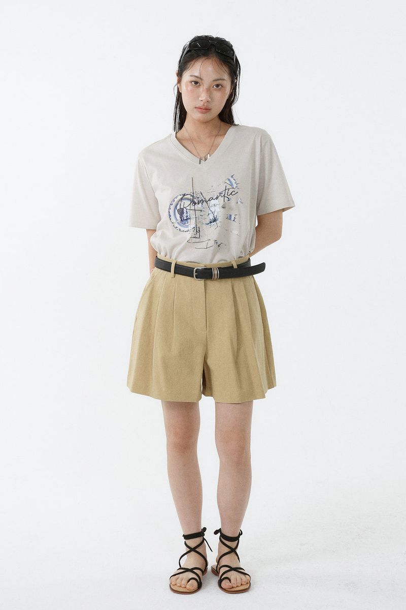 GALAXY V-NECK T-SHIRT_LIGHT BEIGE