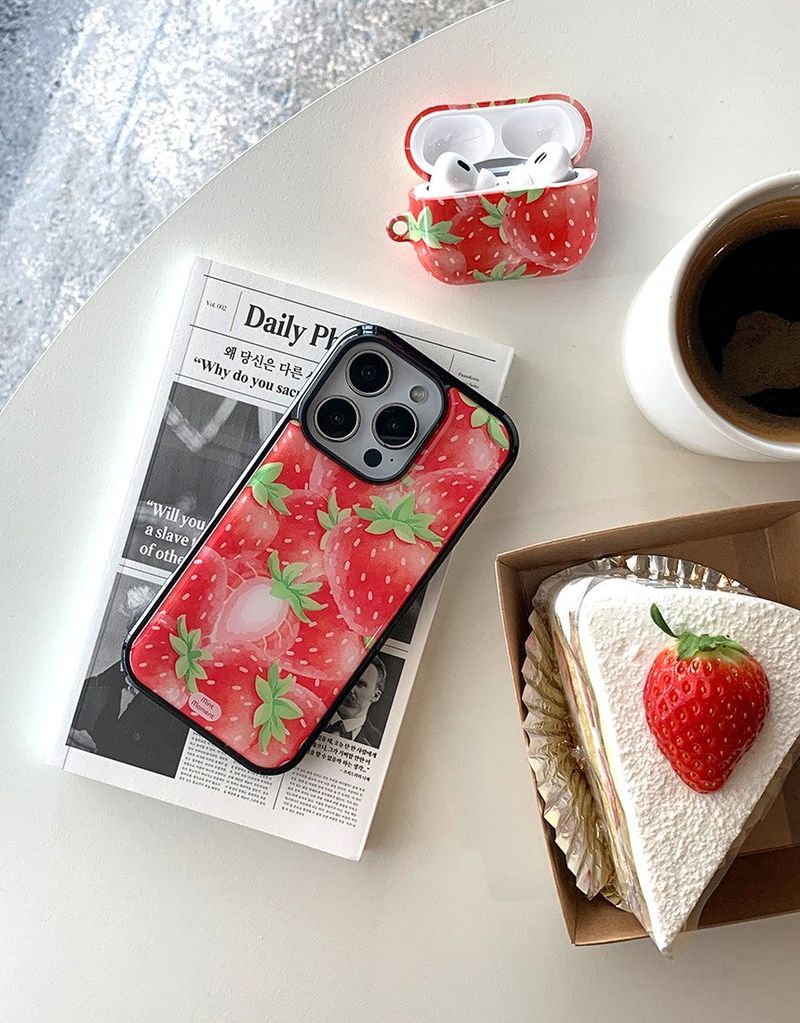 [MADE]レッドストロベリーシュガー ブラックエポキシ バンパーiPhoneケース