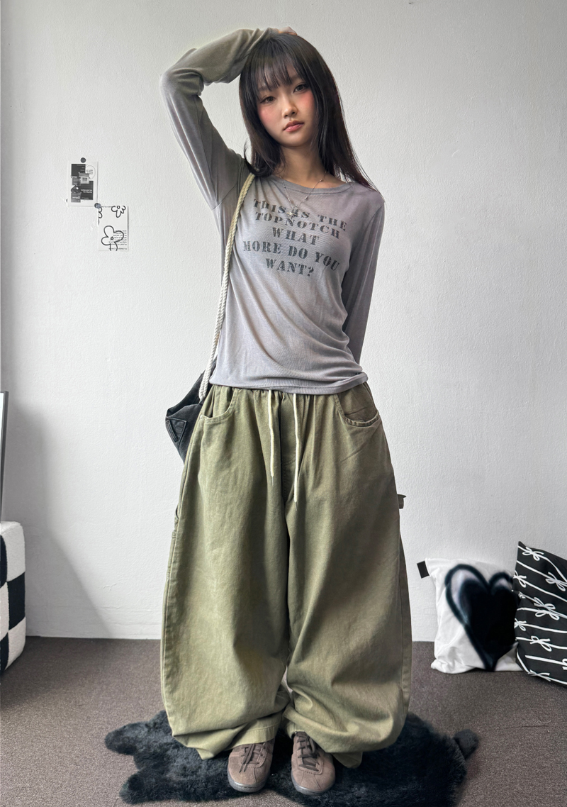 Turi Carpenter Rivet Balloon Cotton Washed Long Pants 4 Colors