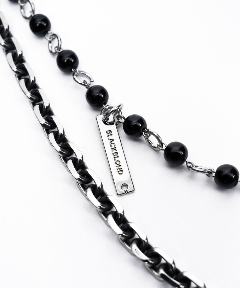 BBD Stone Ball 2-Line Pants Chain (Silver&Black)