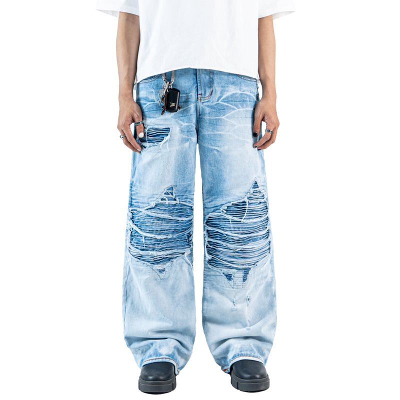 H1 Baggy Tri Biker - Ice Blue - Celana Jeans