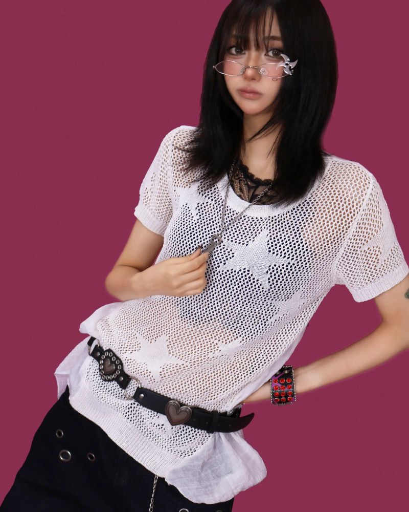 shot eyelet chain wide pants