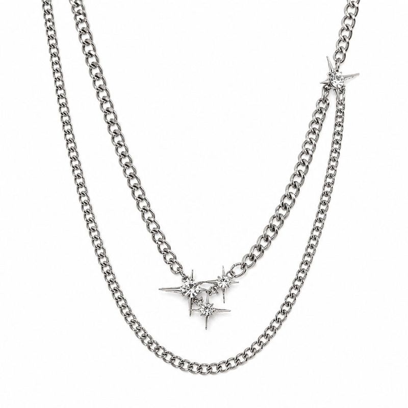 [StrayKids Felix,Leeknow Pick](S.Steel)Triple Flash Layered Necklace