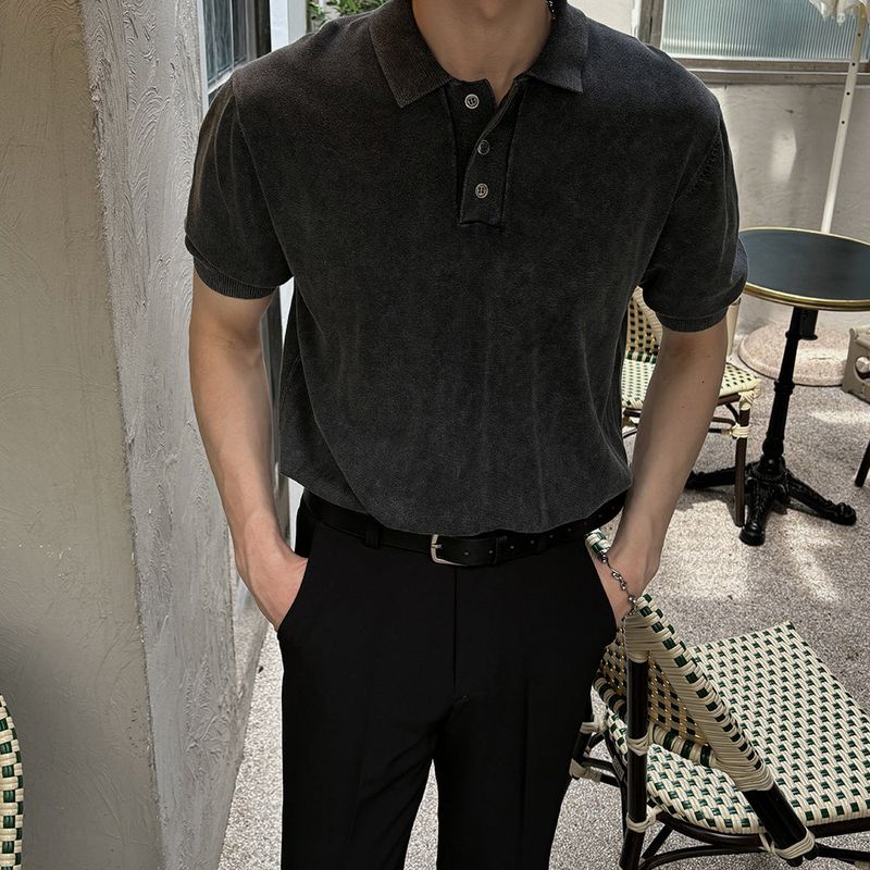 ASCLO(エジュクロ)の「ASCLO Pigment Collar Short Sleeve Knit (5color)(Tops)」