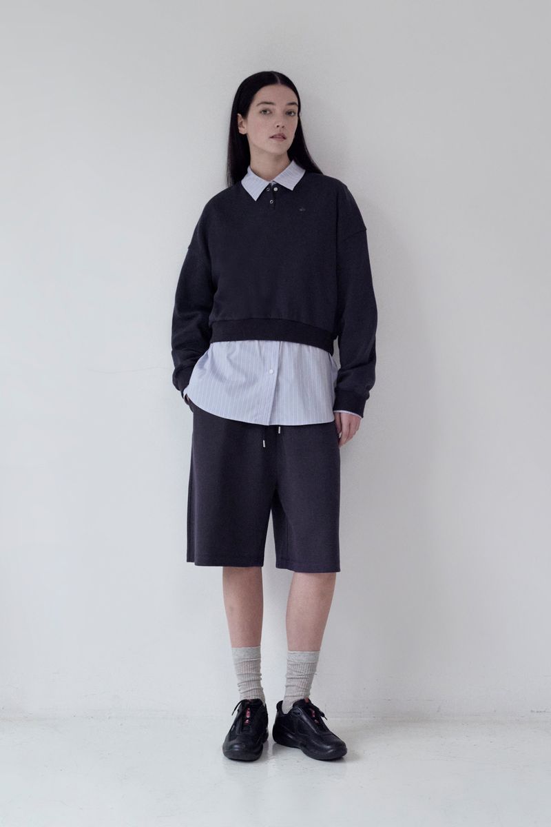KIRSH PLAIN BUTTON POINT SWEATSHIRT [DARK NAVY]