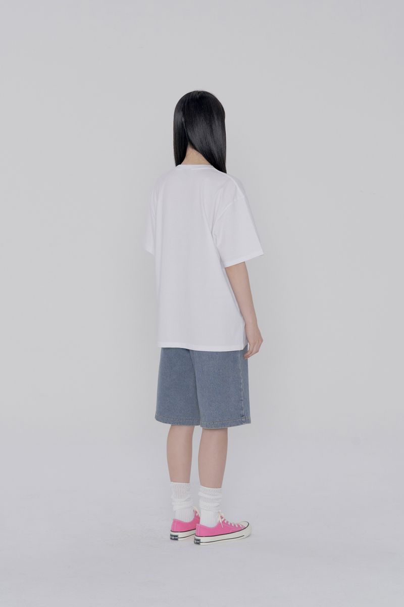 RIBBON LOGO T SHIRT - WHITE