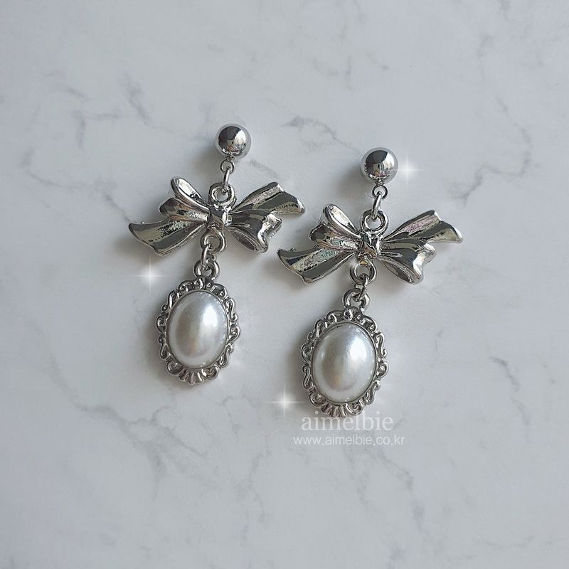 [SNSD Tiffany Earring] Mary Earring - Pearl Version (Silver)