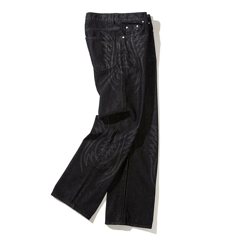 laser cowboy flare denim pants black