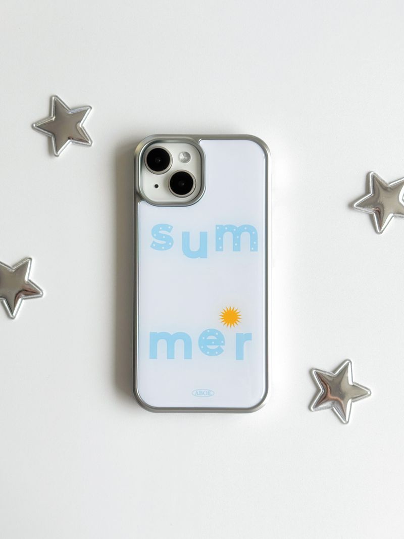 SUMMER WHITE BLUE Silver Epoxy Case