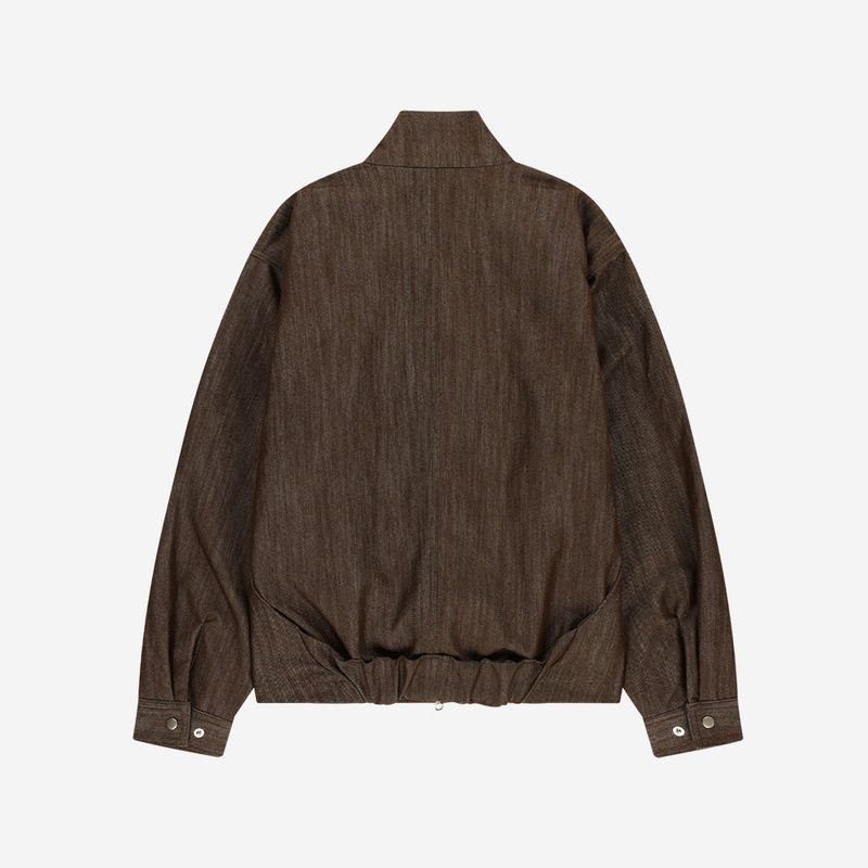 Metal Denim Bomber Jacket / Brown