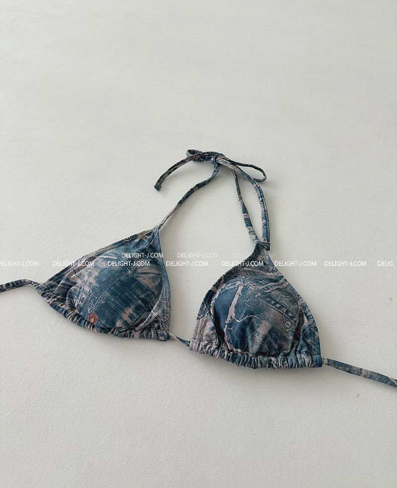 Denim 4PS Cover-Up Bikini Set