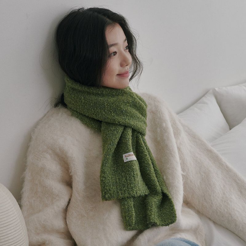 Bubble Boucle Knit Muffler (Light Green)
