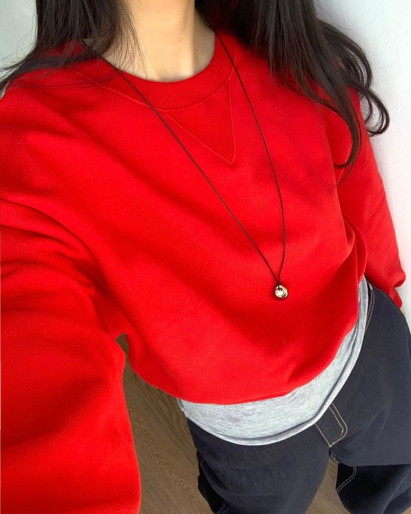 Burnt Overfit Balloon Crop Sweatshirts 4C