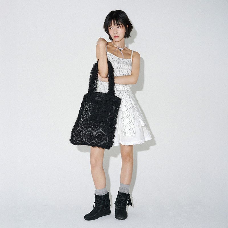 mellotory(メロートリー)の「SEE-THROUGH TULLE SHOULDER BAG (Black)(Bags)」