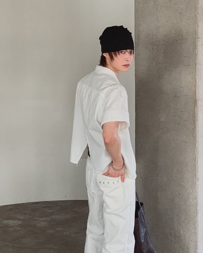 Kelden Cutout Short Sleeve Trucker Shacket