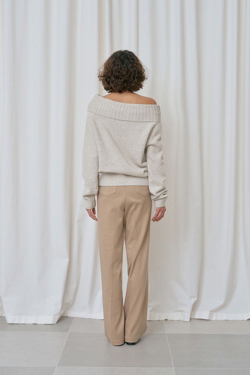 Lissom off-shoulder knit_oatmeal