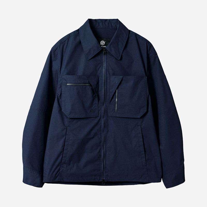 Poly Cotton Zip Shirts Jacket - NAVY