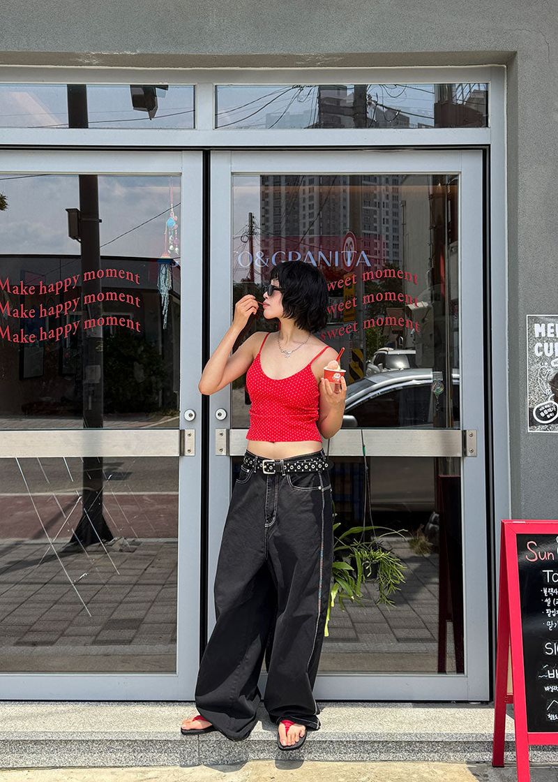 COLOR STITCH WIDE PANTS