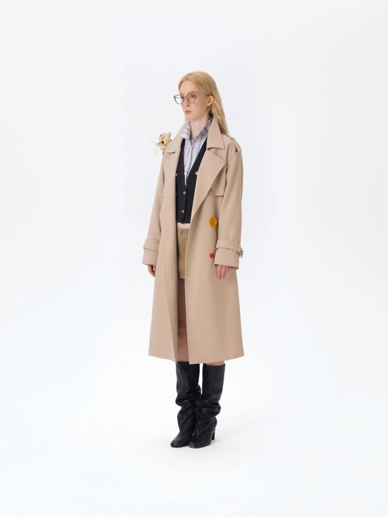 13DE MARZO Tailor Bear Ruler Trench Coat Khaki