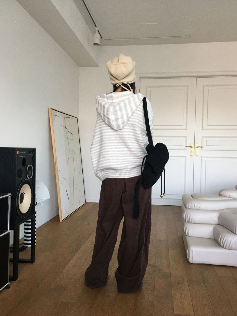 Hicot string point knit bandana beanie