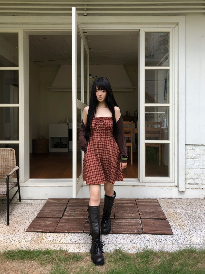 Rian Check Sleeveless Dress