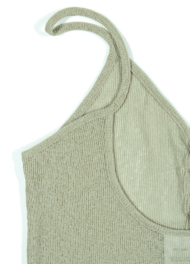 SEETHROUGH BUTTON SLEEVELESS_Khaki