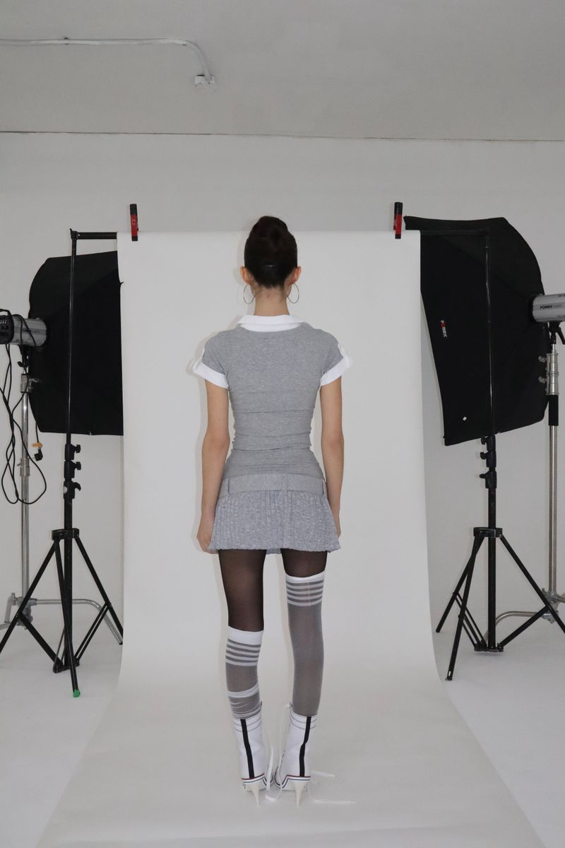 STUDY WASIT BELT DRESS [GRAY]