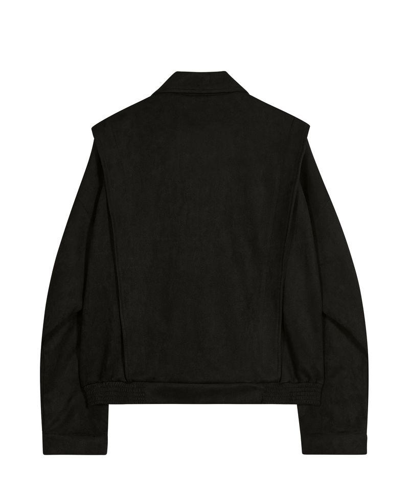 87-STAN029 [Vegan Suede] Multi-placket Suede Jacket Black