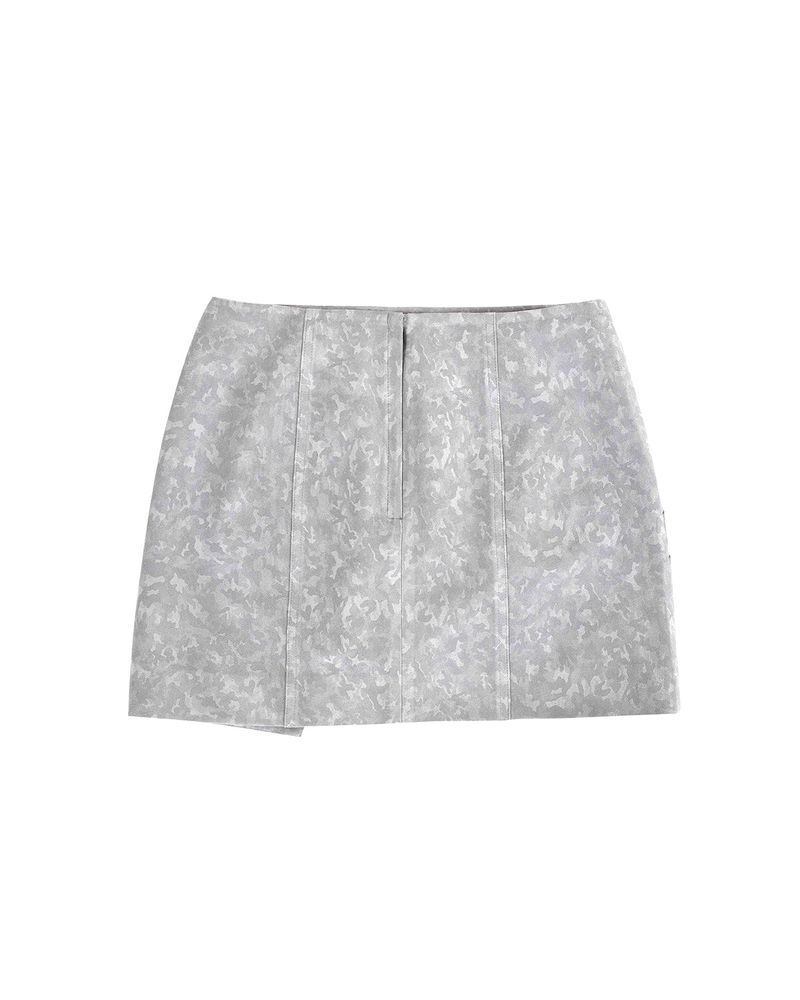 DOZI - Suede Mini Wrap Skirt _ Light Grey