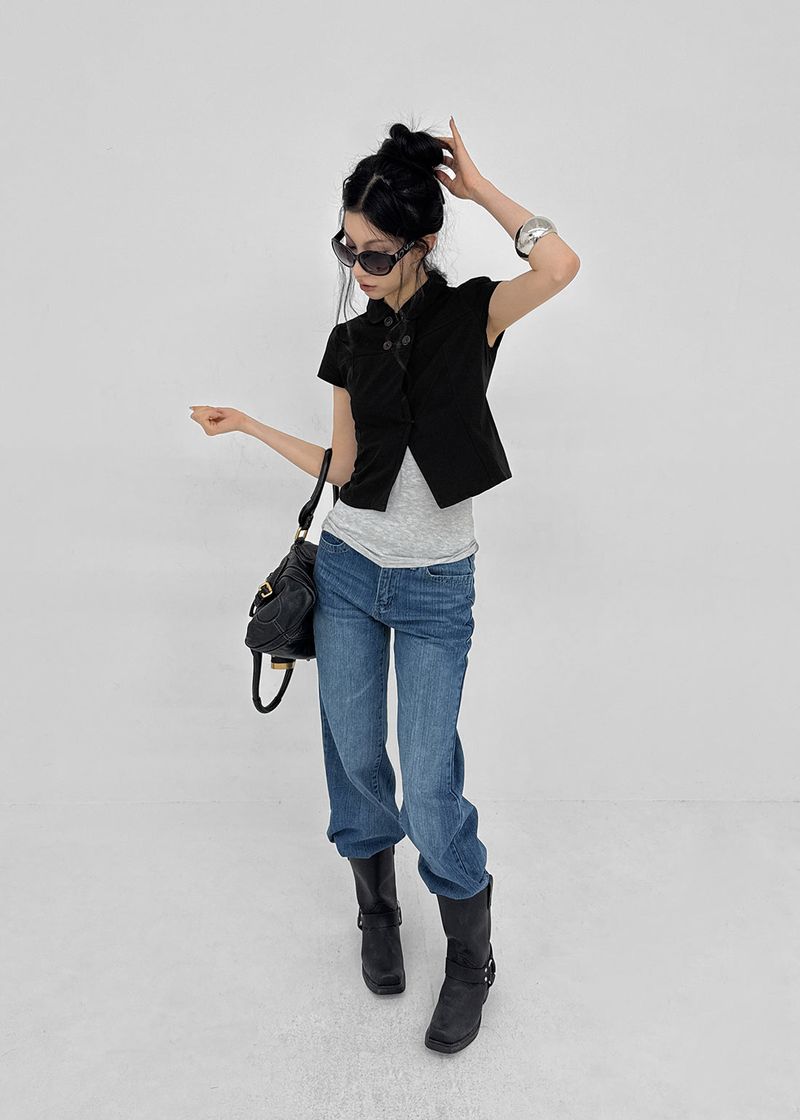 [MADE] Conto Double Button Short Sleeve Shirt