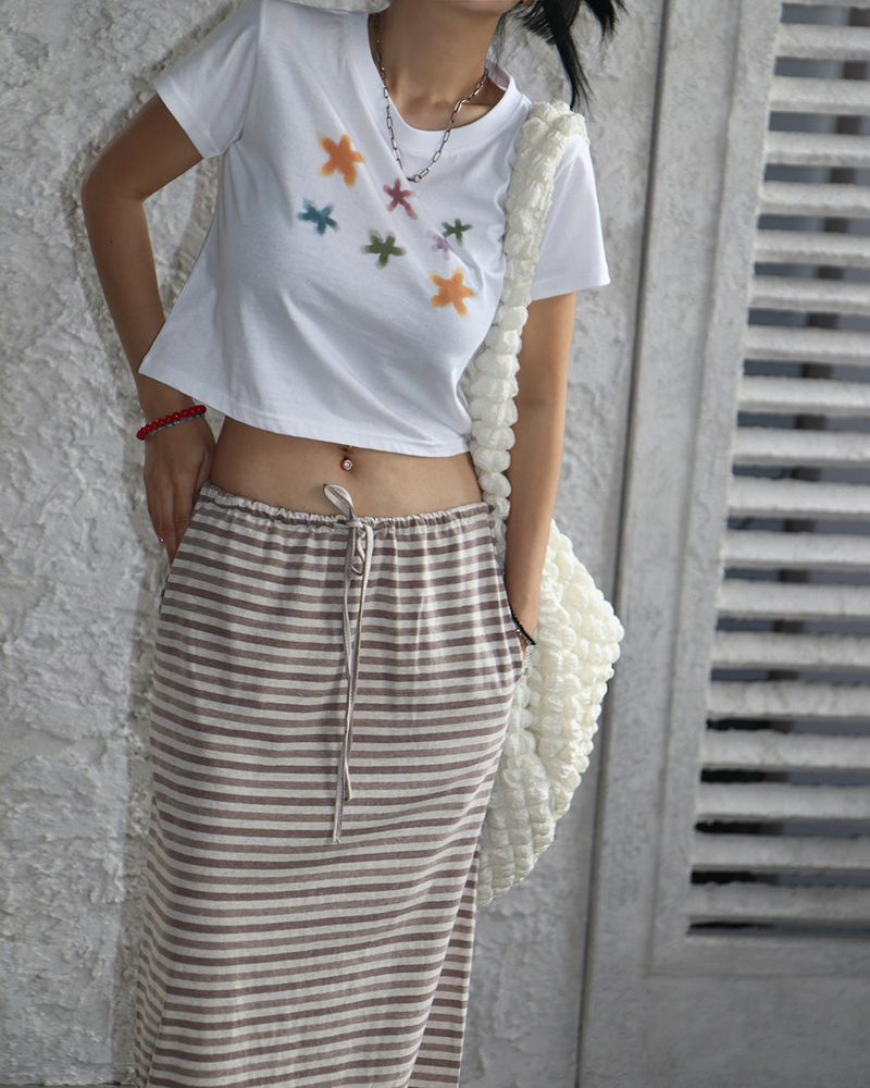Stripe Juri Maxi Long Skirt