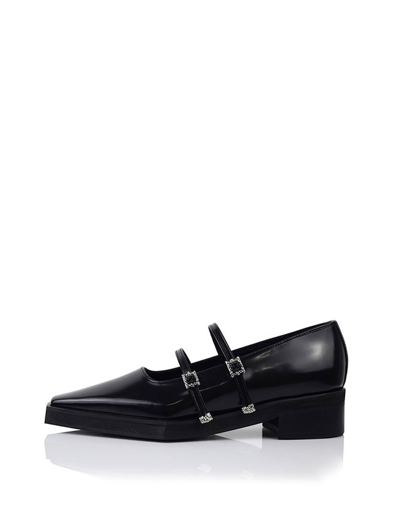 Ore two strap buckle loafer black