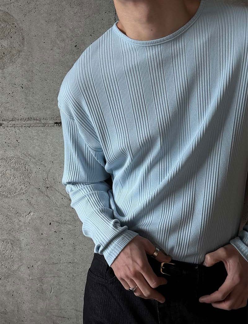 Irrregular rib slim long sleeves(5color)