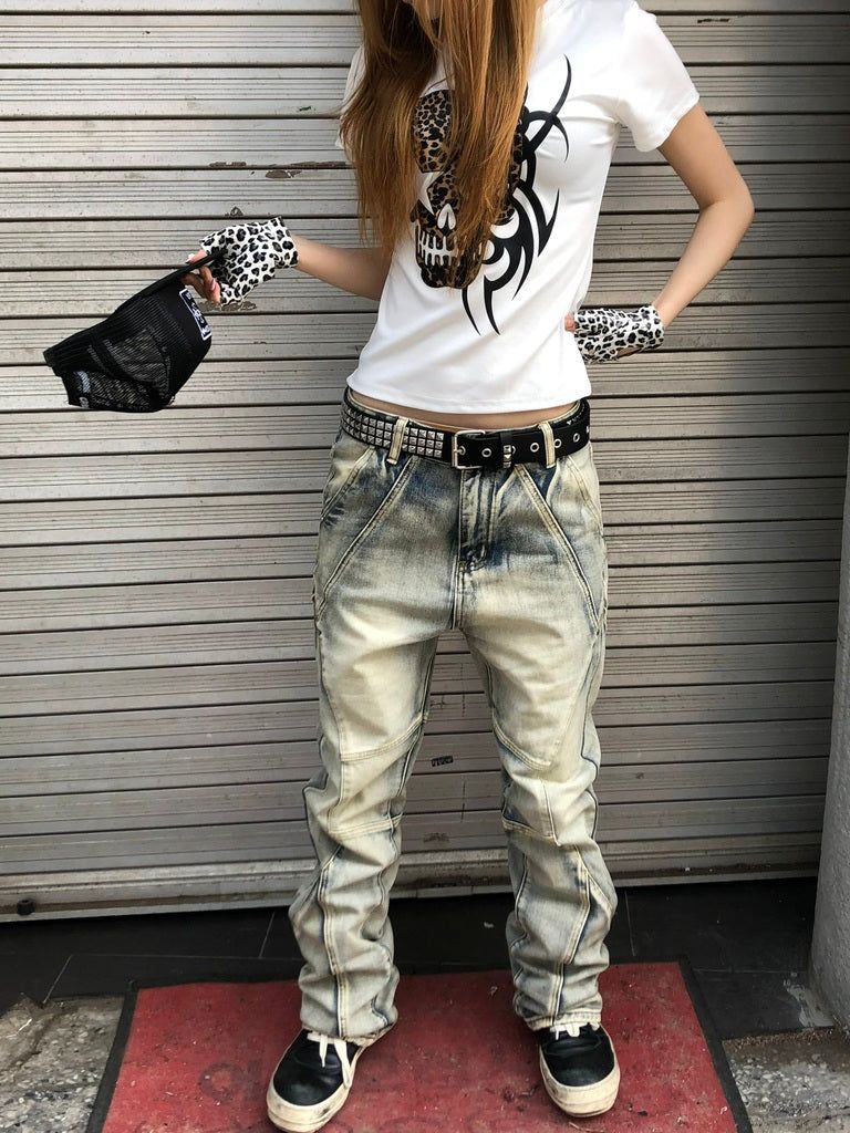 Smoky Washed Zipped Pants