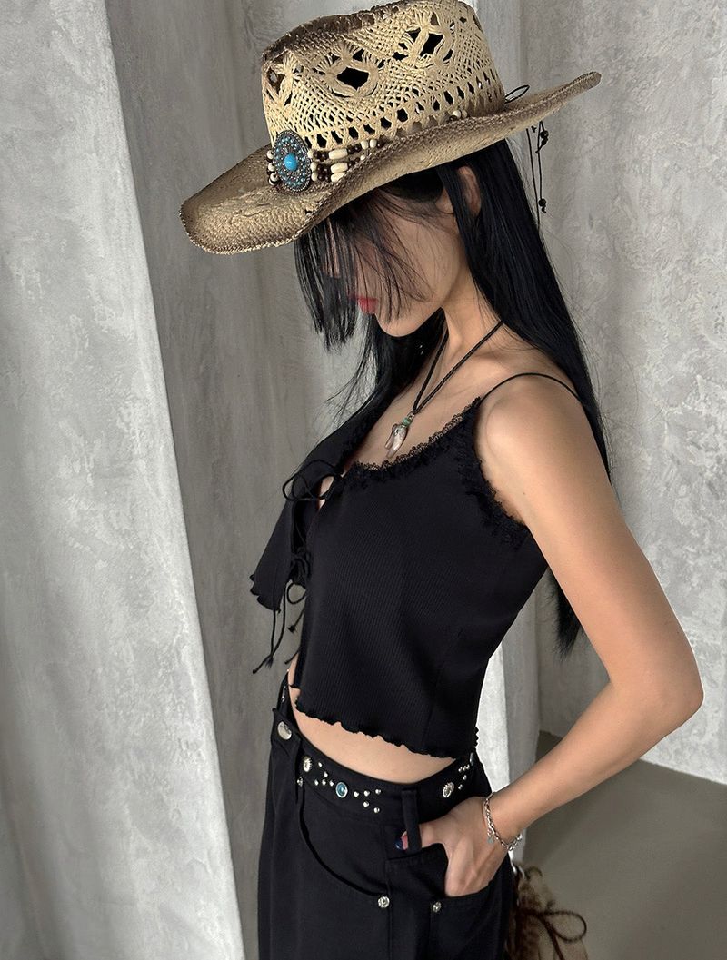 lace ribbon bustier sleeveless