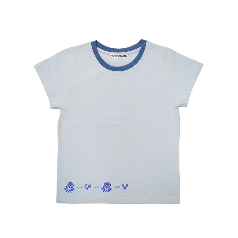 RENHOUSE（レンハウス）の「フラワーステッチTシャツ スカイブルー（トップス）」