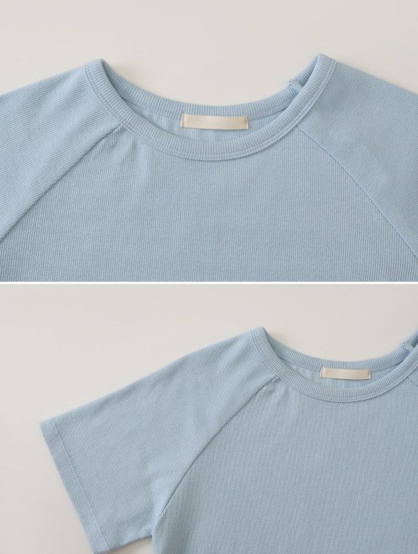 ND Basic Rib Crop Short Sleeve T-shirt (6color)