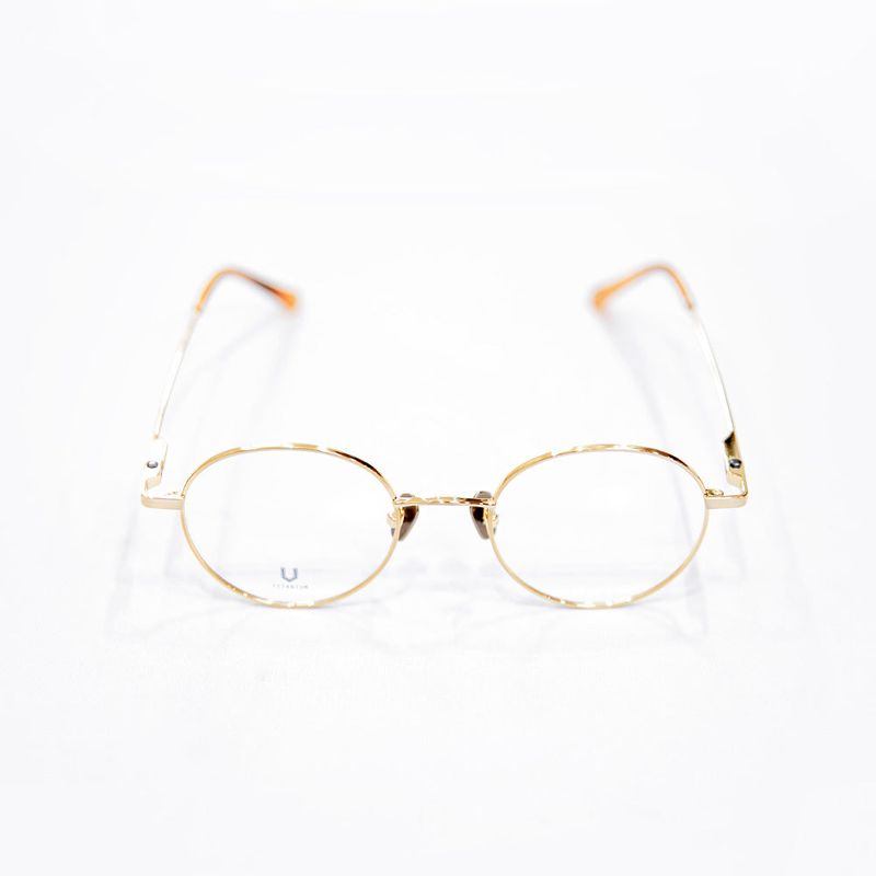 Knouun Round titanium glasses CODE. 103. D Sizzy Gold 