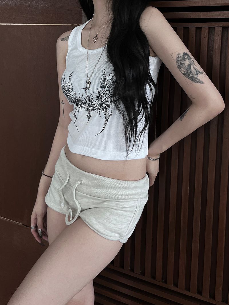 y2k chakra printing ribbed sleeveless (2color)