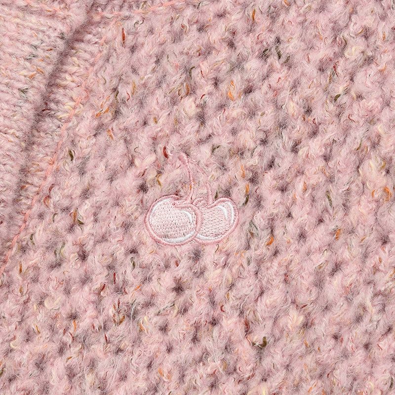 BUTTON POINT CROP KNIT VEST [SALMON]