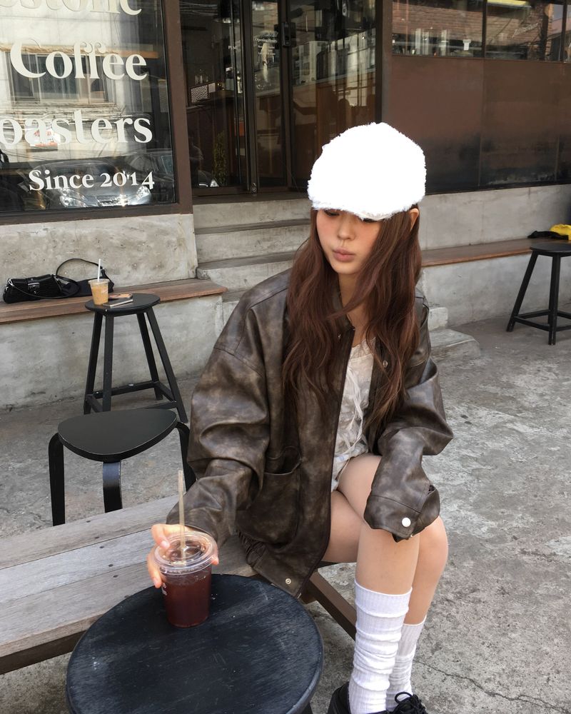 [Made] Rene leather jacket -brown
