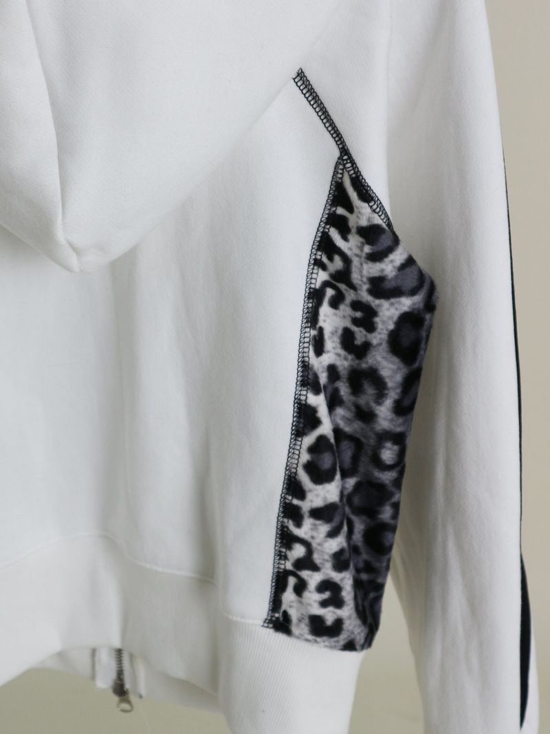 Kai Leopard Coloring Two Lines Cropped Napping Hood Zip-Up (Napping Lining)