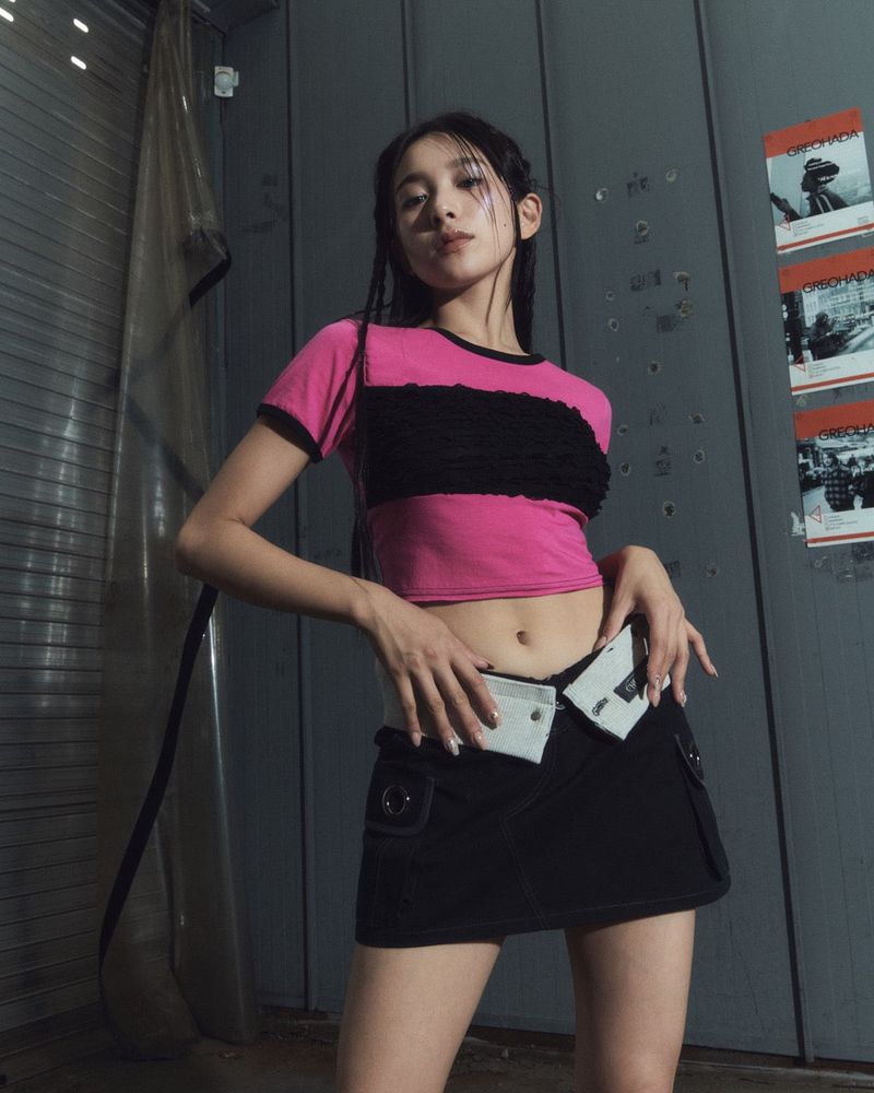 lace linger tee - pink