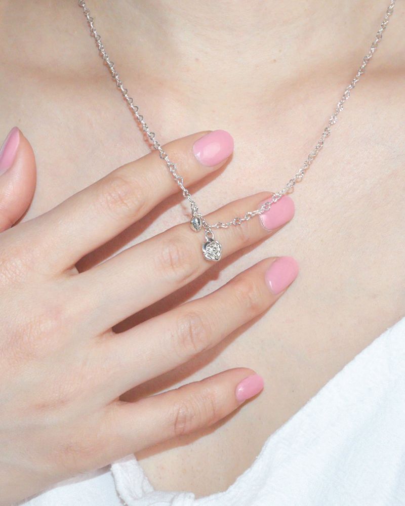 [MADE] lovely rose. rose heart chain necklace