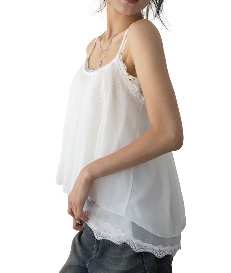 Pony Adjustable Strap Chiffon Top