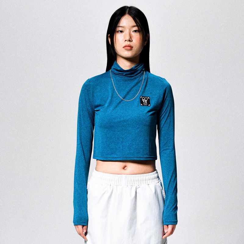 freakishbuilding(フリーキッシュビルディング)の「HEART BAND CROP POLONECK (TEAL)(Tops)」