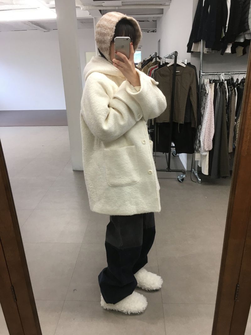 [MD Pick]Fine wool hooded half coat (2color)