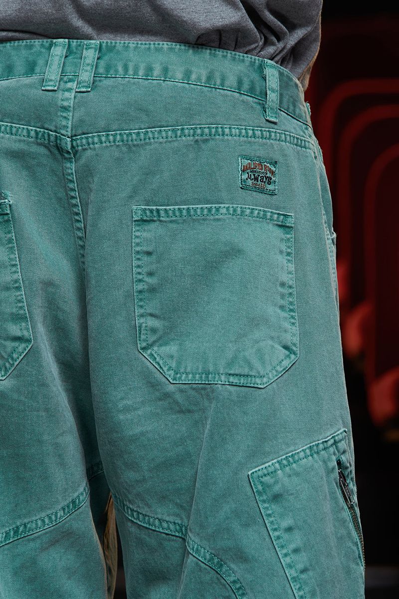 DYED ZIP CARGO PANTS / EMERALD