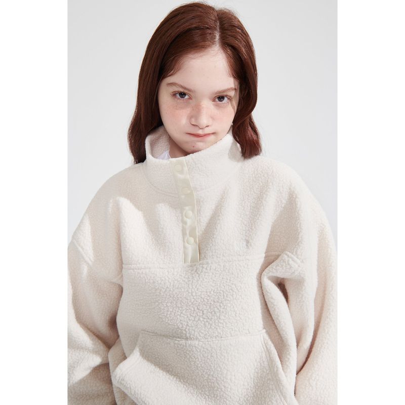 HIGH NECK DUMBLE FLEECE SWEATSHIRT_IVORY