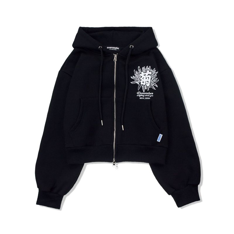 CHRYSTHEMUM HOODIE ZIP UP (BLACK)
